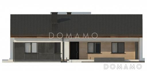 Проект комфортного одноэтажного дома из кирпича с четырьмя спальнями / Фасад 3