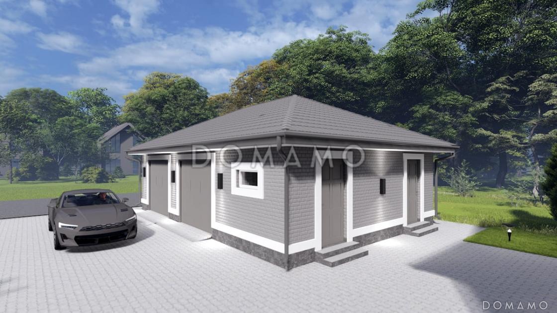 Проект двухместного гаража из газобетона с двумя хозяйственными помещениями / 2