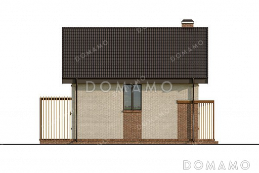 Проект одноэтажного дома с мансардой и просторной террасой / Фасад 2