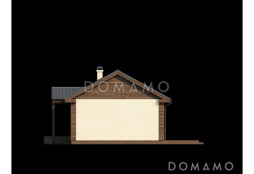 Проект компактного одноэтажного дома из кирпича с большой открытой террасой / Фасад 3