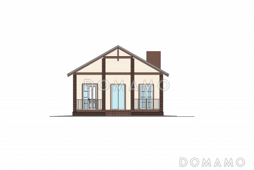 Проект дома из газобетона с террасой, кухней-столовой, кладовой / Фасад 1