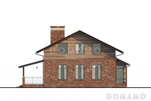 Проект дома с 4 спальнями на мансарде, гаражом и навесом для автомобиля / Фасад 2