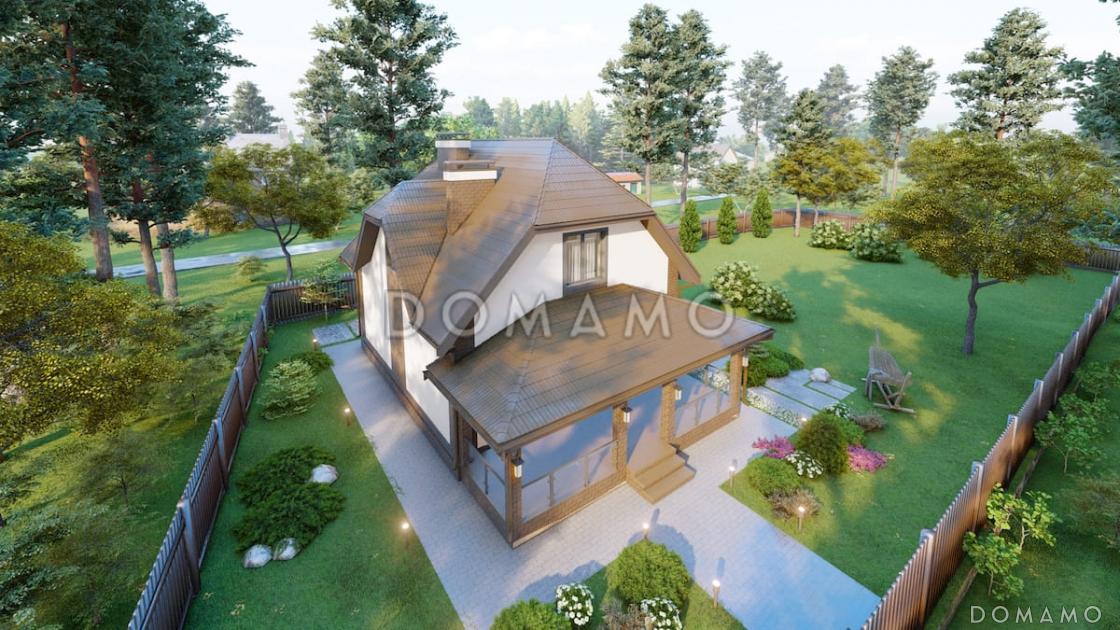 Проект мансардного дома с встроенной сауной, крытой террасой и кабинетом / 5