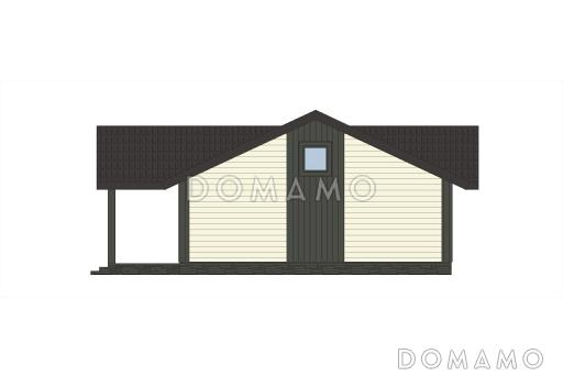 Проект скандинавского дома из газобетона с большой гостиной, крытой террасой и двумя спальнями / Фасад 2