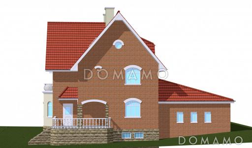 Проект трёхэтажного коттеджа с гаражом, подвалом и бассейном / Фасад 3