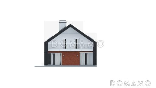 Проект одноэтажного мансардного дома из газобетона с балконом и современными элементами экстерьера  / Фасад 4