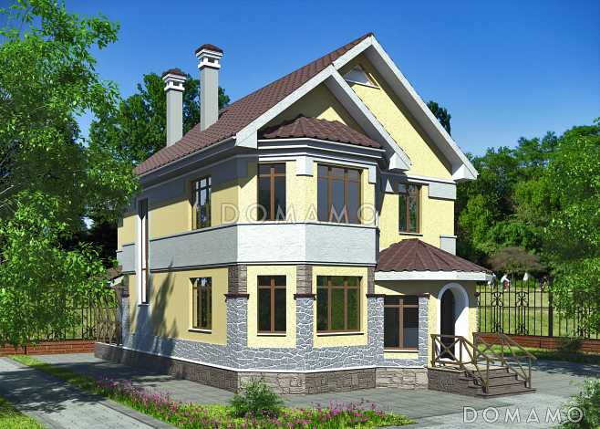 Проект небольшого кирпичного дома с выразительным обликом главного фасада Проект небольшого кирпичного дома с выразительным обликом главного фасада