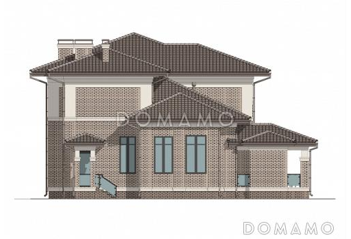 Проект большого дома с 5 спальнями, кабинетом и просторной гостиной / Фасад 3