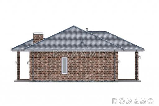 Проект одноэтажного дома с тремя спальнями, сауной и местами для хранения / Фасад 4