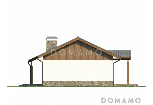 Проект компактного одноэтажного дома из кирпича с двумя спальнями и просторной гостиной / Фасад 4
