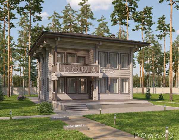 Проект дома из клееного бруса с тремя светлыми спальнями на втором этаже Проект дома из клееного бруса с тремя светлыми спальнями на втором этаже