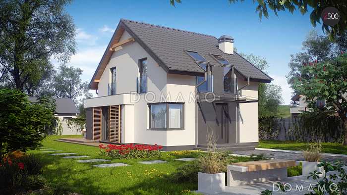 Проект компактного одноэтажного мансардного дома из кирпича с просторной светлой гостиной Проект компактного одноэтажного мансардного дома из кирпича с просторной светлой гостиной