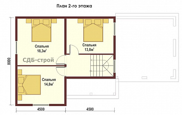 Дом из профилированного бруса по проекту ДПБ12 / План 2 этажа Дом из профилированного бруса по проекту ДПБ12 / План 2 этажа
