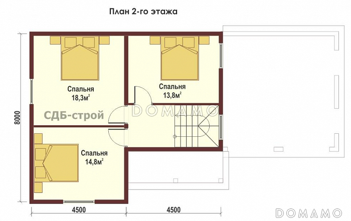 Дом из профилированного бруса по проекту ДПБ12 / План 2 этажа Дом из профилированного бруса по проекту ДПБ12 / План 2 этажа