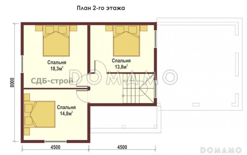 Дом из профилированного бруса по проекту ДПБ12 / План 2 этажа