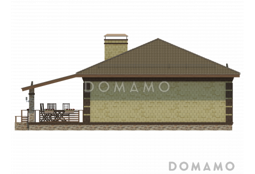 Проект одноэтажного дома с большой террасой / Фасад 4