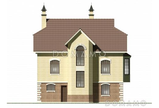 Проект коттеджа с парадным входом из газобетона / Фасад 3