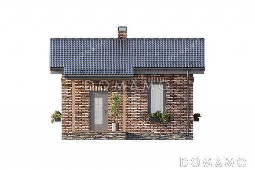 Проект компактной одноэтажной бани в классическом стиле с большой комнатой отдыха / Фасад 4