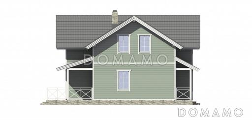 Проект дома в норвежском стиле с большой террасой и просторным холлом второго этажа / Фасад 4