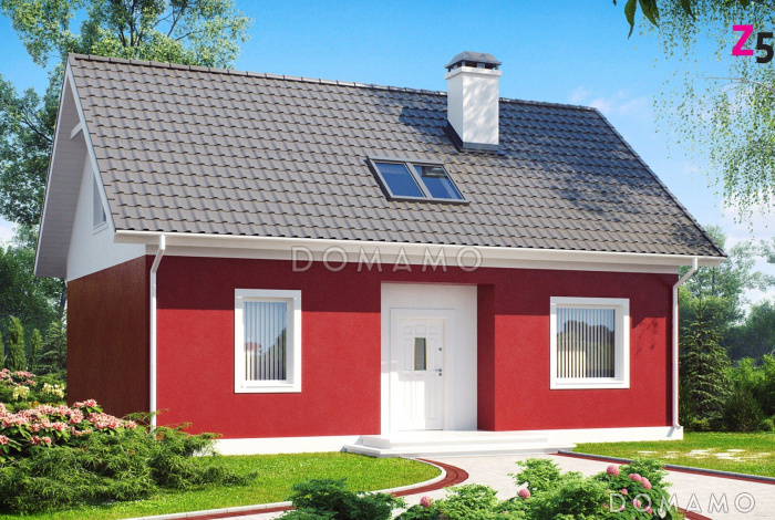 Проект простого одноэтажного мансардного дома из газобетона с тремя спальнями и индивидуальными гардеробными  Проект простого одноэтажного мансардного дома из газобетона с тремя спальнями и индивидуальными гардеробными