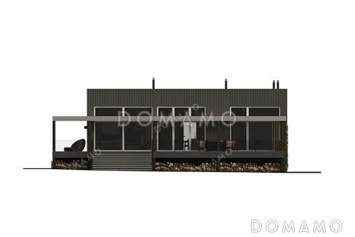 Проект одноэтажного дома с большой террасой / Фасад 1