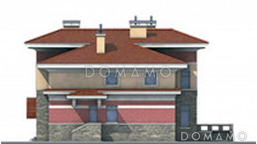 Проект двухэтажного коттеджа с террасой / Фасад 4