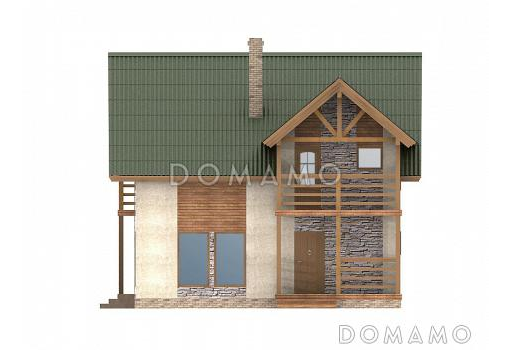 Проект каркасного дома с двумя балконами на мансардном этаже / Фасад 3