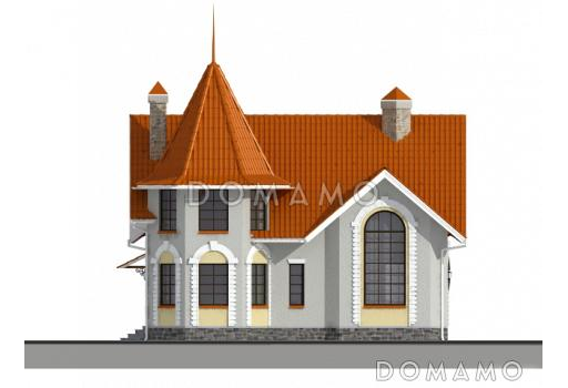 Проект дома из газобетона с башней / Фасад 2