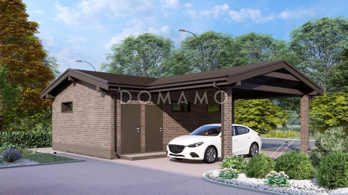 Проект утепленного гаража из газобетона с навесом и погребом / 1