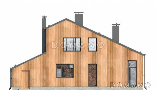 Проект дома из пеноблоков с террасой и гаражом / Фасад 3