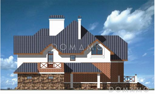Проект дома из кирпича с эркером и гаражом на 2 машины / Фасад 2