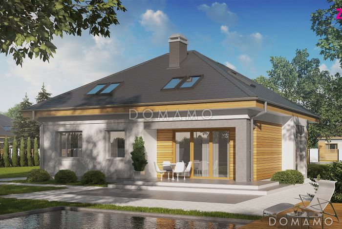 Проект мансардного дома из газобетона с двумя спальнями на первом этаже и двумя на мансарде Проект мансардного дома из газобетона с двумя спальнями на первом этаже и двумя на мансарде