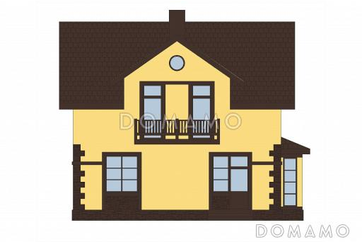 Проект дома из газобетона с эркером и спальней на первом этаже / Фасад 3