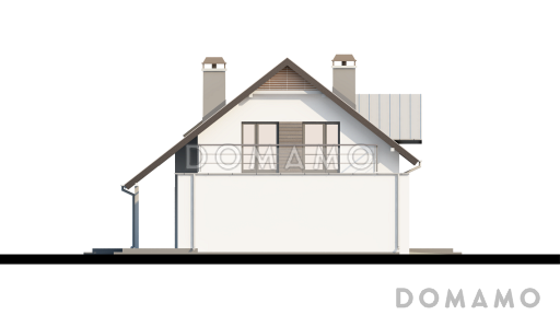 Проект одноэтажного мансардного дома из кирпича со встроенным гаражом и открытой террасой над ним / Фасад 4