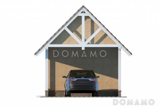 Проект навеса для одной машины с хозблоком / Фасад 1