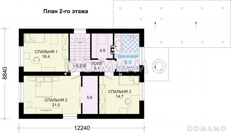 Проект дома из газобетона с круглым окном / План мансардного этажа