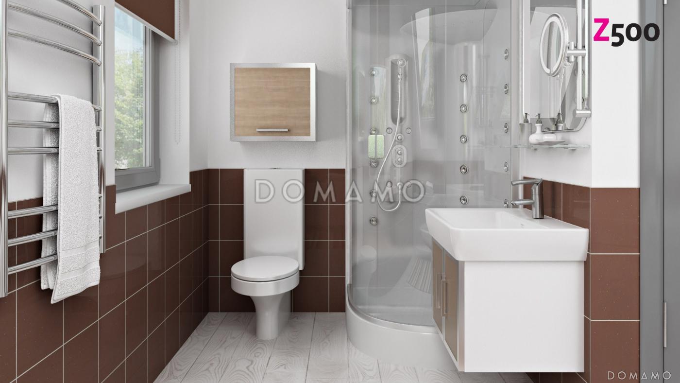 Проект одноэтажного мансардного дома из кирпича с балконом и навесом для автомобиля / 6