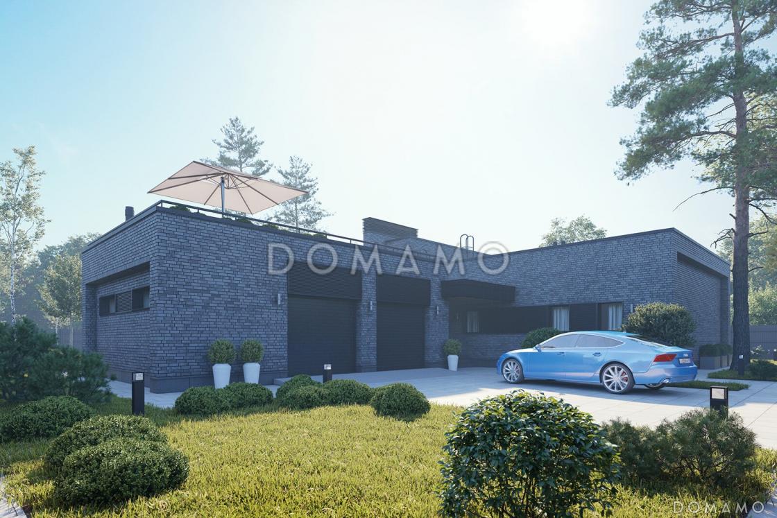 Проект кирпичного дома в стиле хай-тек с эксплуатируемой кровлей, вторым светом и просторной террасой / 6