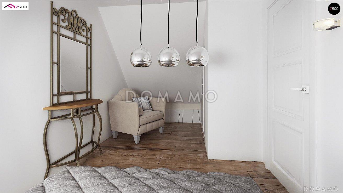 Проект компактного одноэтажного мансардного дома из газобетона с тремя спальнями и фронтальной террасой / 8