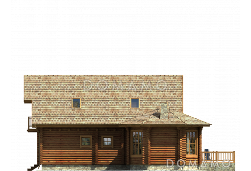 Проект комфортабельного бревенчатого дома с вынесенной столовой / Фасад 4