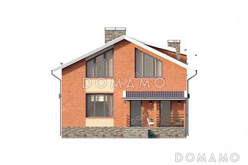 Проект дома с панорамными окнами, вторым светом и четырьмя спальнями / Фасад 4