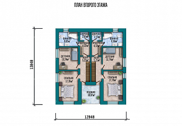Проект дома с пятью спальнями и террасой / План 2 этажа