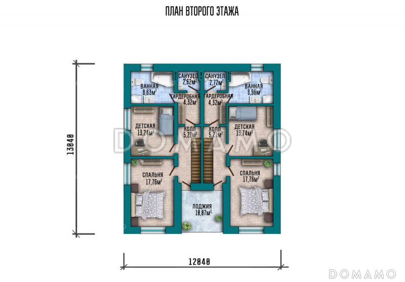 Проект дома с пятью спальнями и террасой / План 2 этажа