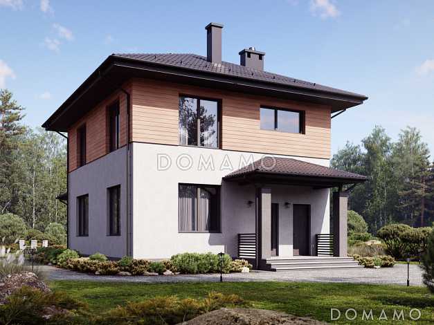 Проект двухэтажного дома с террасой и 4 спальнями Проект двухэтажного дома с террасой и 4 спальнями