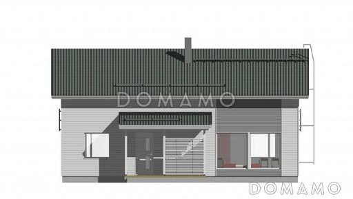 Проект каркасного дома с тремя спальнями на мансардном этаже / Фасад 1