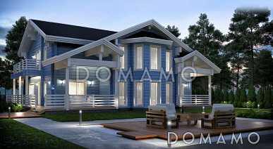 Проект дома из клееного бруса с эффектной зоной второго света