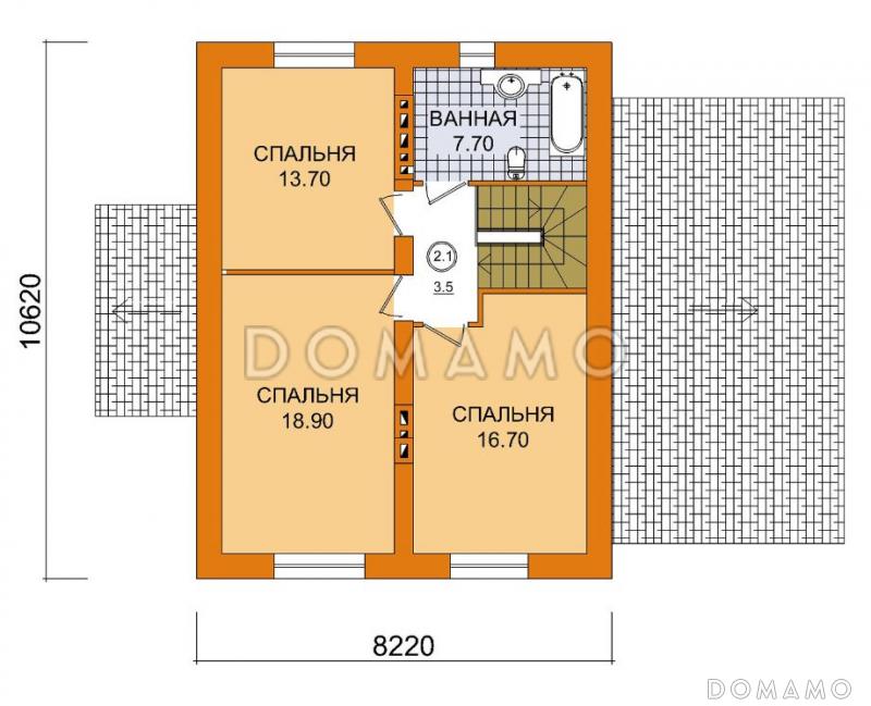 Проект дома из пеноблоков с гаражом / План мансардного этажа