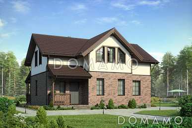 Проект дома с просторной гостиной и холлом на втором этаже