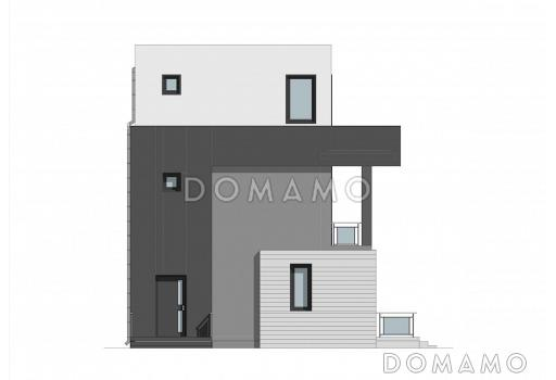 Проект трехэтажного дома в стиле хай-тек, адаптированный для сейсмозоны / Фасад 2