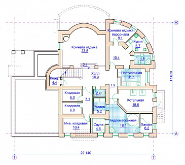 Проект коттеджа в стиле модерн с гаражом на 2 а/м и сауной / План цокольного этажа Проект коттеджа в стиле модерн с гаражом на 2 а/м и сауной / План цокольного этажа